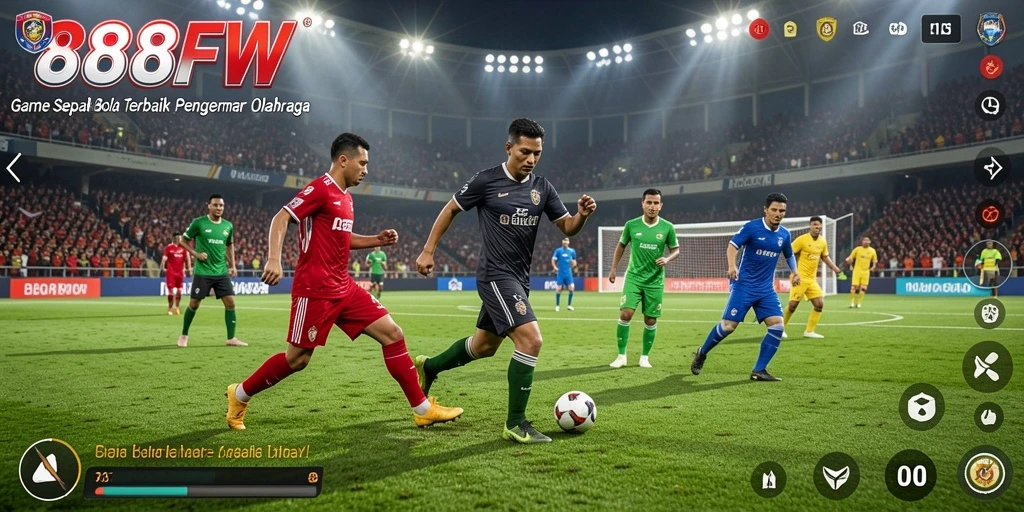 Tampilan gameplay 888FW yang menegangkan saat pertandingan sepak bola.