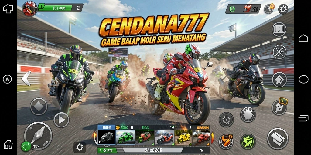 Gameplay seru balap motor di CENDANA777 menunjukan kecepatan tinggi.