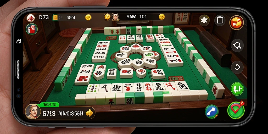 Screenshot D73 menampilkan gameplay Mahjong yang menakjubkan dan menantang.