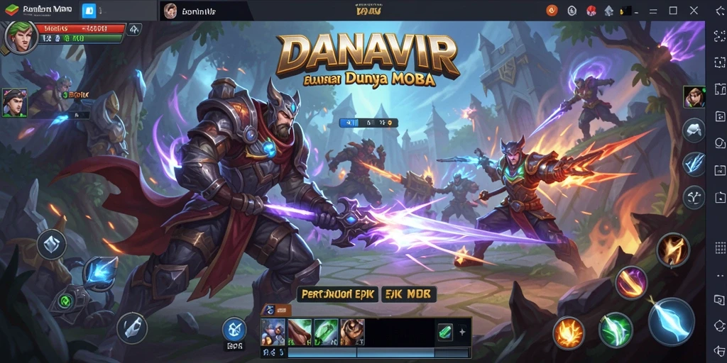 Screenshot gameplay DANAVIP menampilkan pertarungan seru di arena.