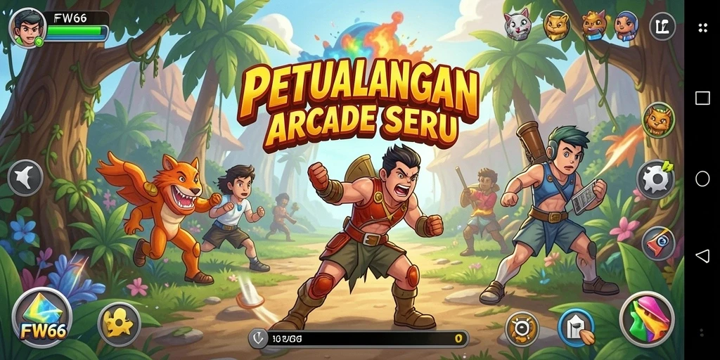 Screenshot gameplay FW66 menampilkan aksi seru dalam game Arcade.