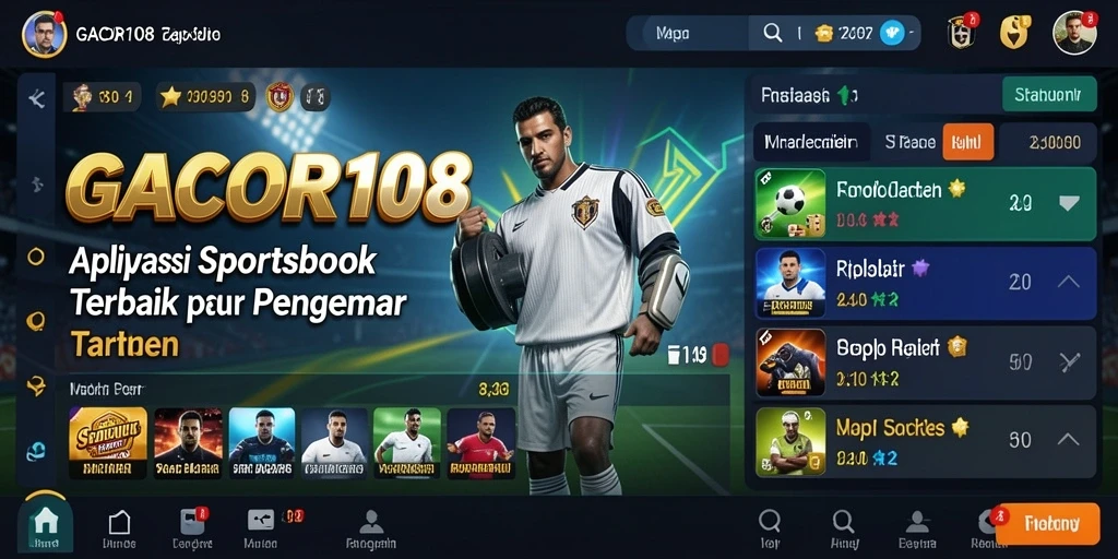 Tampilan gameplay aplikasi GACOR108 dalam taruhan Sportsbook.