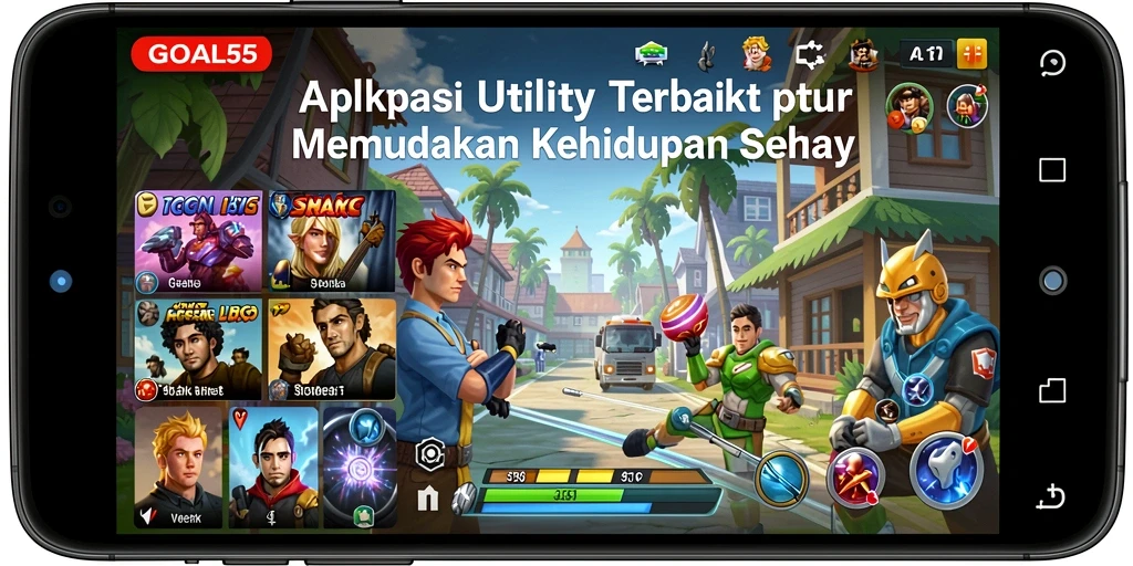 Tampilan antarmuka aplikasi GOAL55 yang sederhana dan fungsional.