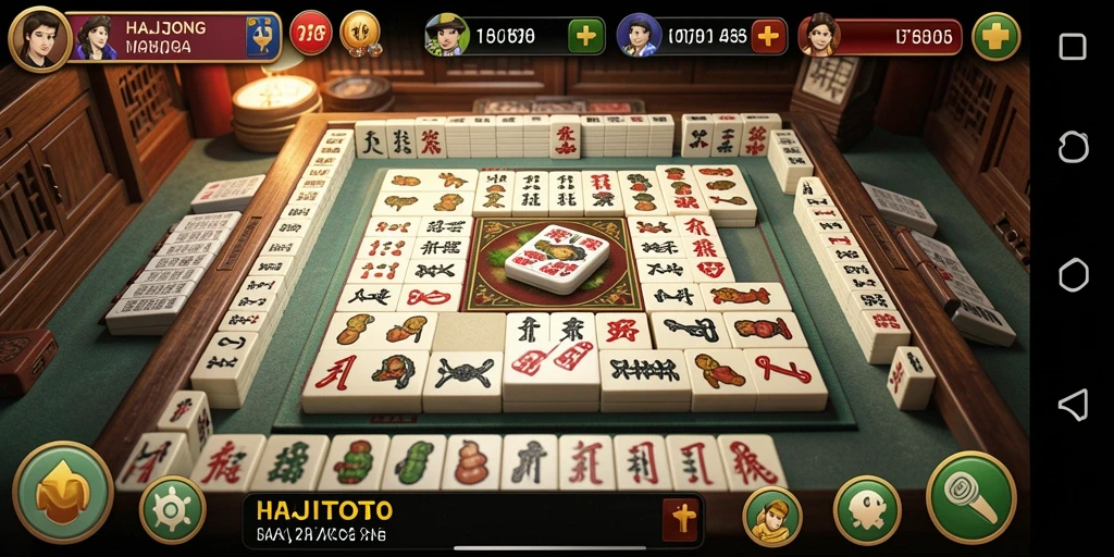 Tampilan gameplay <strong>HAJITOTO</strong> dengan ubin Mahjong yang menawan.