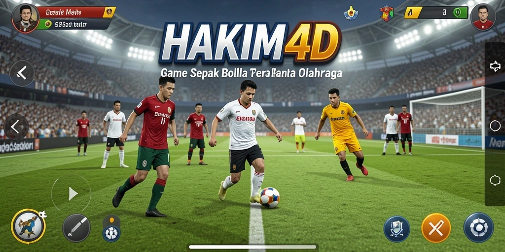 Tampilan gameplay seru di HAKIM4D dengan aksi sepak bola intens.
