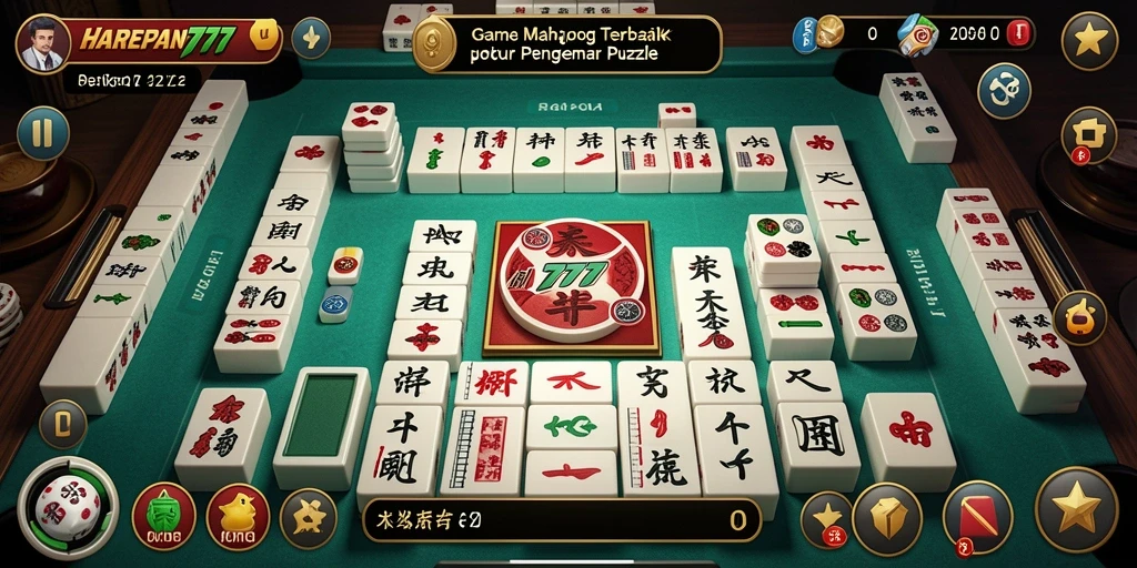 Tampilan gameplay seru di HARAPAN777 dengan tantangan Mahjong.