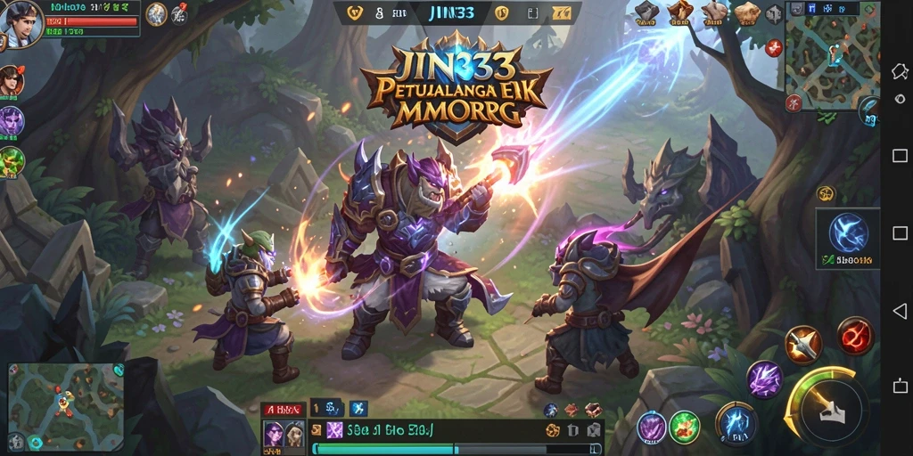 Tangkapan layar utama JIN33 menampilkan aksi gameplay MMORPG yang mendebarkan.