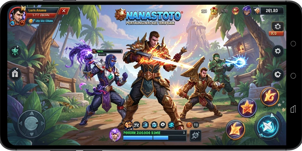 Screenshot utama NANASTOTO menampilkan aksi pertempuran yang mendebarkan.