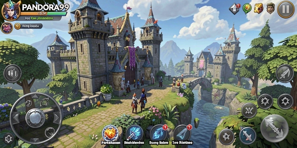 Tangkapan layar gameplay PANDORA99 menampilkan aksi menawan dalam Tower Defense.
