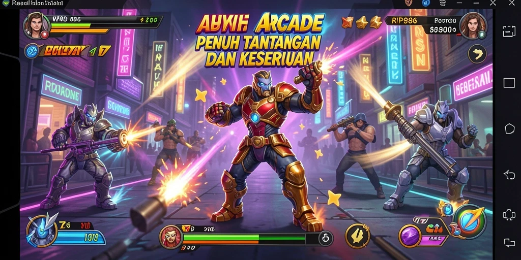 Screenshot utama RP886 menampilkan gameplay Arcade yang seru dan menantang.