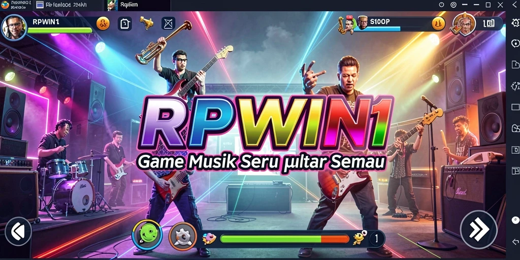 Screenshot utama RPWIN1 menampilkan gameplay musik yang seru.