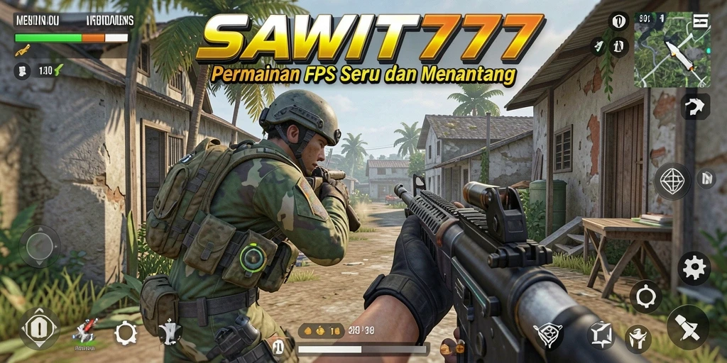 Tampilan menegangkan aksi dalam game FPS SAWIT777.