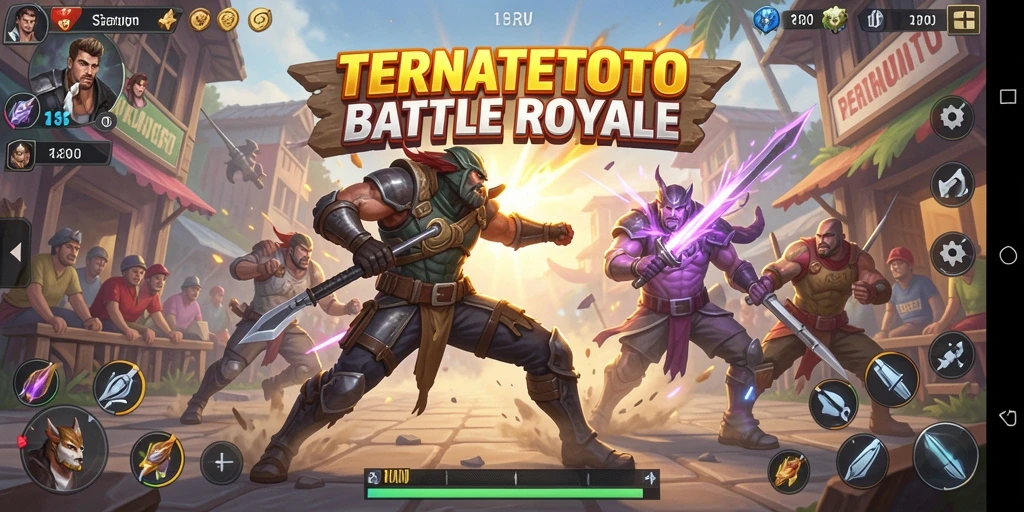 Screenshot TERNATETOTO menampilkan adu tembak seru di medan perang Battle Royale.