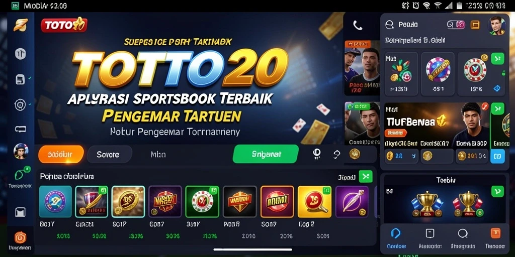 Tampilan antarmuka pengguna TOTO20 yang menarik dan informatif untuk taruhan olahraga.